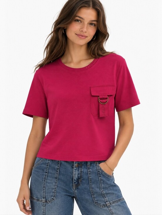 Karl Lagerfeld Tops - Karl Lagerfeld Paris Utility Pocket Tee Pink Size M NWT $99